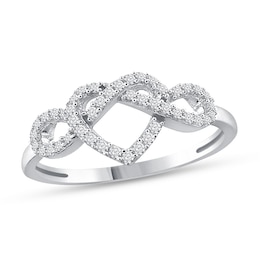 Diamond Heart Ring 1/6 ct tw Round-cut Sterling Silver