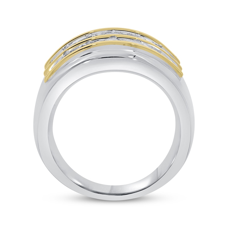 Men's Diamond Wedding Band 2 ct tw Round-cut 10K Two-Tone Gold