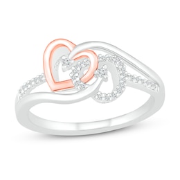 Diamond Heart Ring 1/10 ct tw 10K Rose Gold Sterling Silver