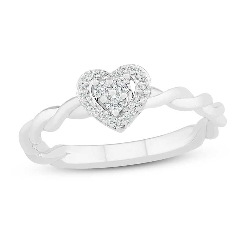 Main Image 1 of Diamond Heart Ring 1/8 ct tw 10K White Gold