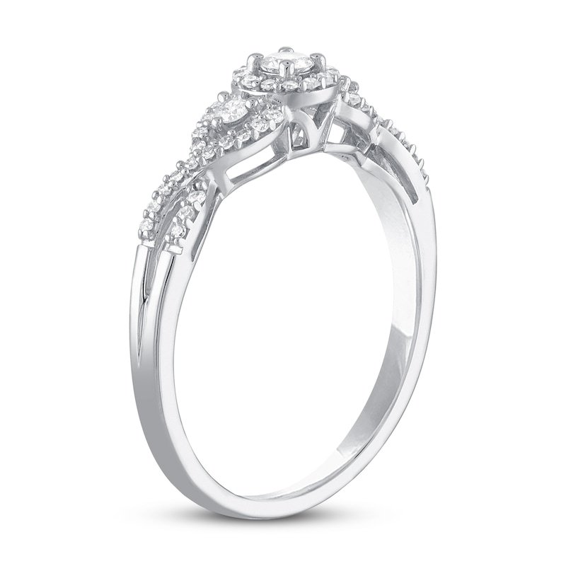 Main Image 2 of Diamond Promise Ring 1/4 ct tw Round-cut 10K White Gold