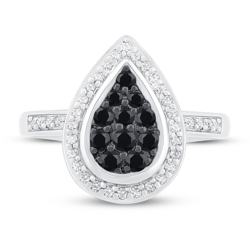 Main Image 2 of Black & White Diamond Ring 1/2 ct tw Round-cut Sterling Silver