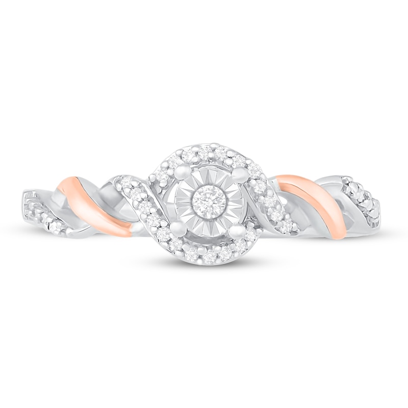 Diamond Promise Ring 1/10 ct tw Round-cut Sterling Silver & 10K Rose Gold