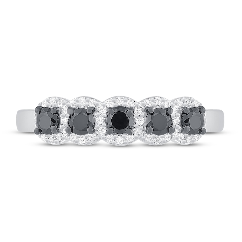 Main Image 2 of Black & White Diamond Ring 1/2 ct tw Round-cut Sterling Silver