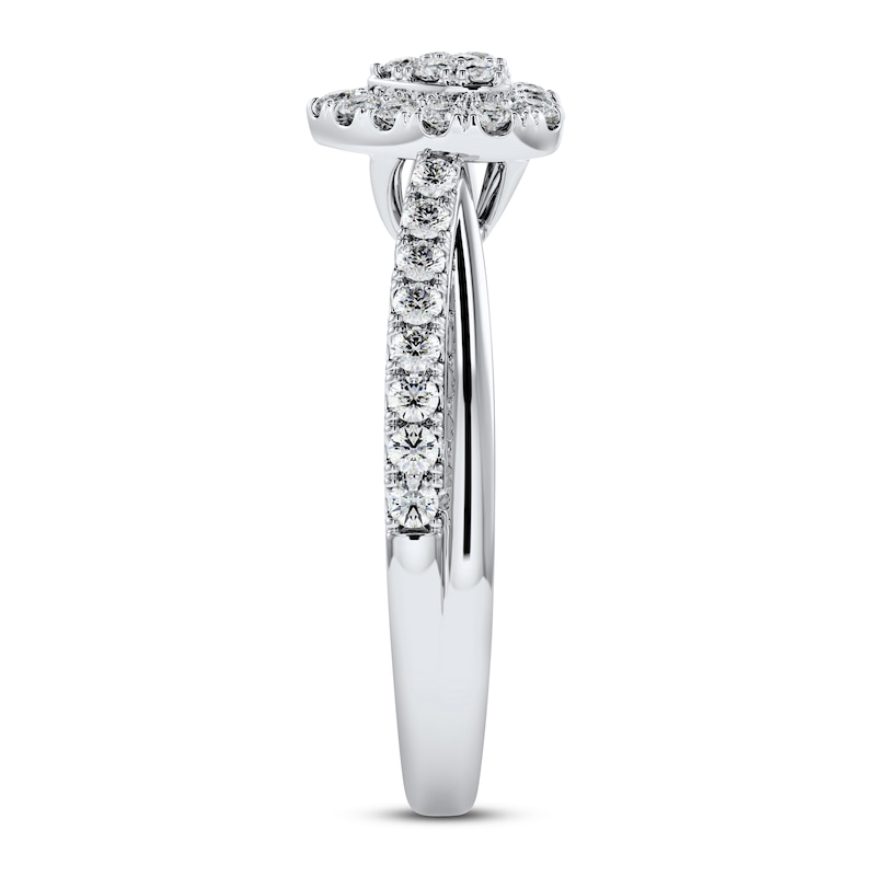 Main Image 2 of Diamond Heart Ring 1/3 ct tw Round-cut 10K White Gold