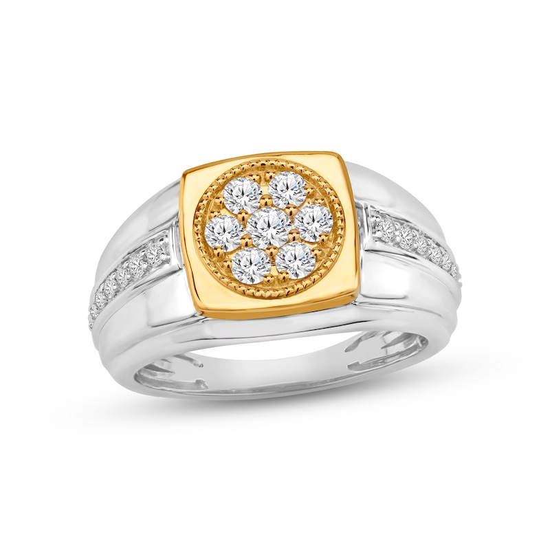 Main Image 1 of Men's Diamond Ring 3/4 ct tw Round-cut 10K Two-Tone Gold