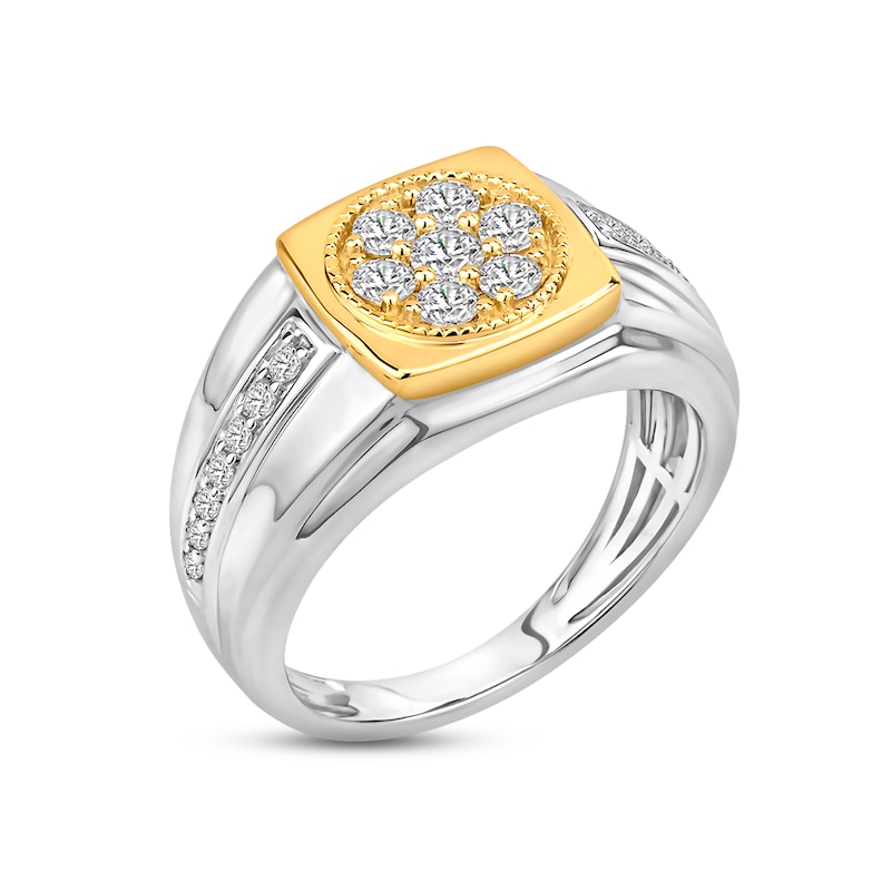 Main Image 2 of Men's Diamond Ring 3/4 ct tw Round-cut 10K Two-Tone Gold