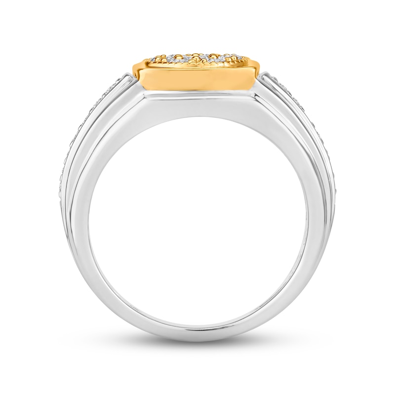 Main Image 4 of Men's Diamond Ring 3/4 ct tw Round-cut 10K Two-Tone Gold