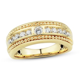 Men's Diamond Wedding Band 3/4 ct tw Round-cut 10K Yellow Gold