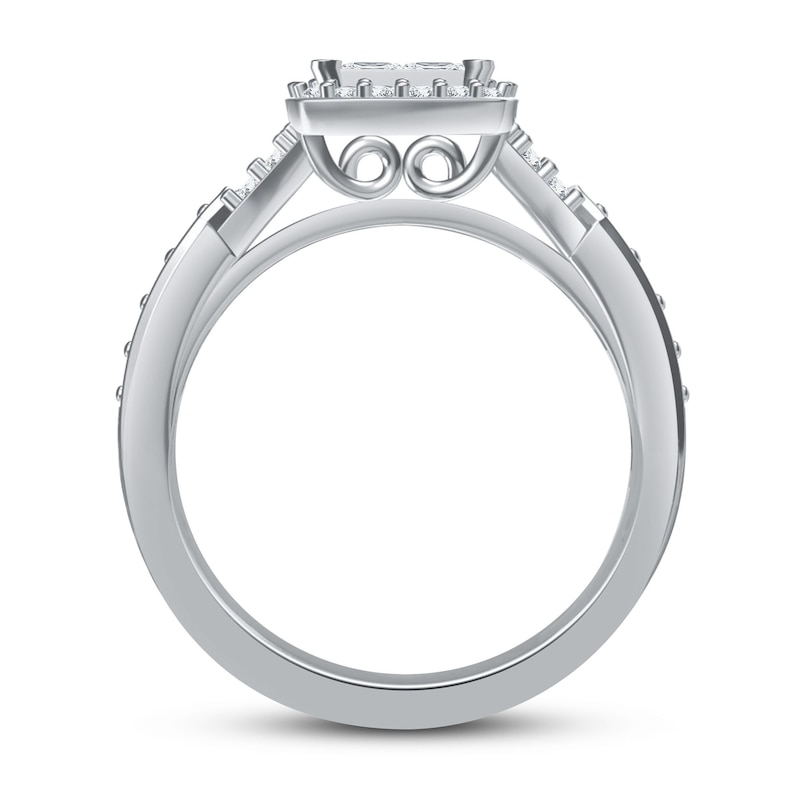 Main Image 2 of Diamond Ring 3/4 ct tw Princess & Round 10K White Gold