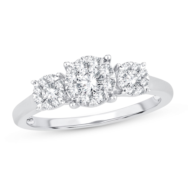 Main Image 1 of Diamond Fashion Ring 1/2 ct tw Round-cut 10K White Gold