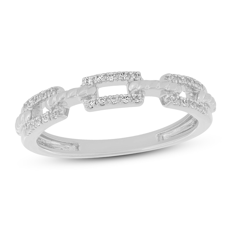 Main Image 1 of Diamond Chain Stacking Ring 1/8 ct tw Round-Cut 10K White Gold