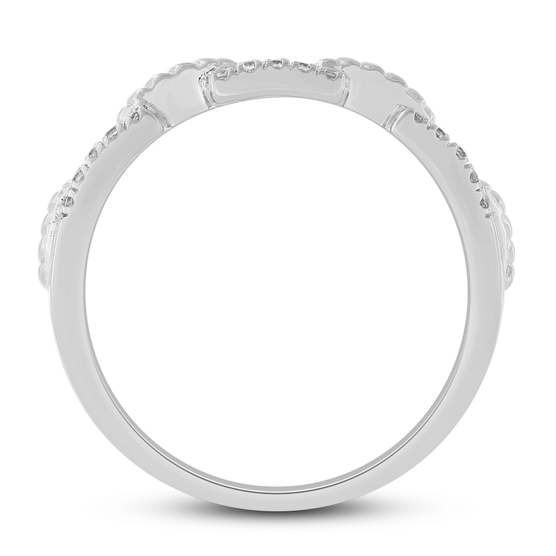 Main Image 2 of Diamond Chain Stacking Ring 1/8 ct tw Round-Cut 10K White Gold