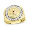 Thumbnail Image 1 of Men's Diamond & Lab-Created Ruby Lion Ring 1/4 ct tw Round-Cut 10K Yellow Gold