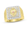 Thumbnail Image 0 of Men's Diamond & Lab-Created Ruby Lion Ring 1/4 ct tw 10K Yellow Gold