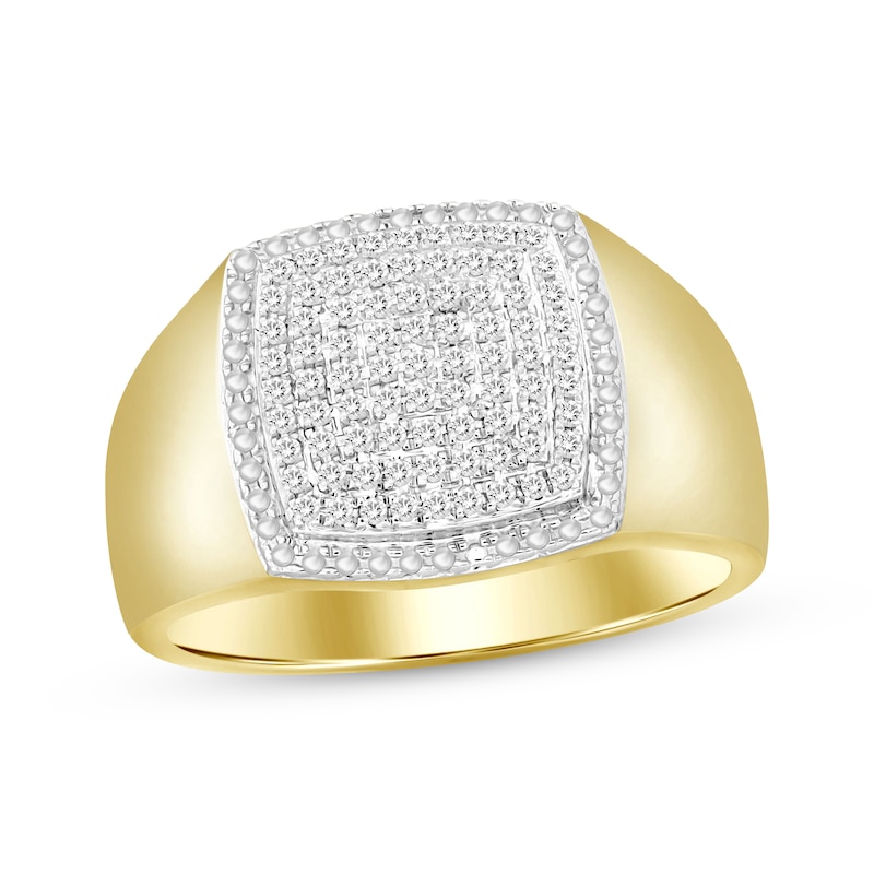 Diamond Square Flexible Chain Ring Yellow Gold / 4.5