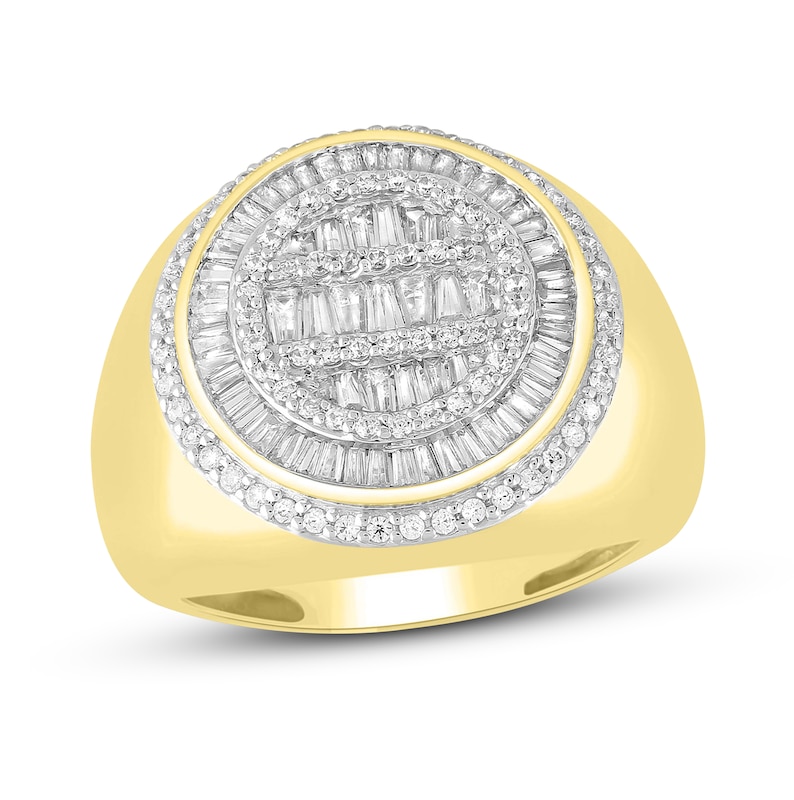 Main Image 1 of Men's Diamond Ring 1-1/4 ct tw Round & Baguette 10K Yellow Gold