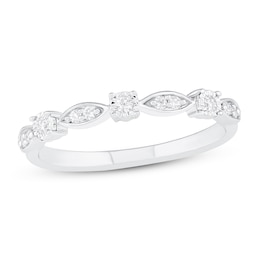 Diamond Stacking Ring 1/8 ct tw Round-cut 10K White Gold