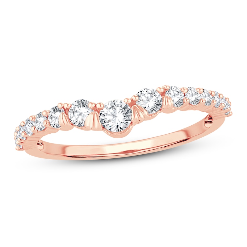 Main Image 1 of Diamond Contour Ring 1/2 ct tw Round-cut 14K Rose Gold