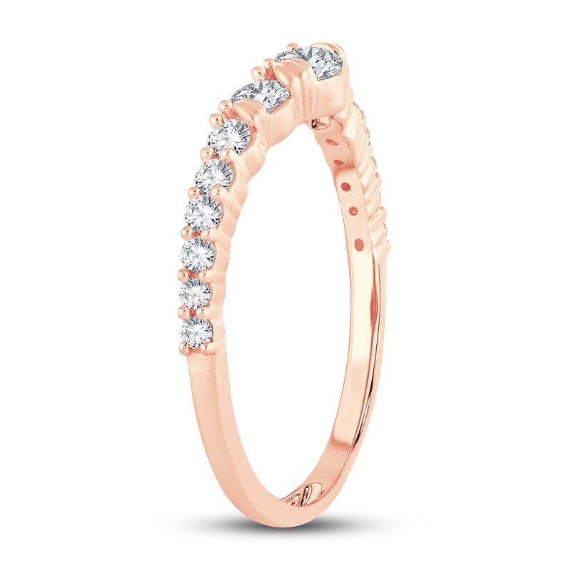 Main Image 2 of Diamond Contour Ring 1/2 ct tw Round-cut 14K Rose Gold