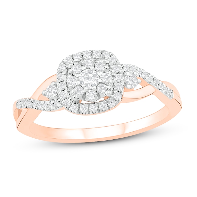 Main Image 1 of Diamond Fashion Ring 1/3 ct tw Round-cut 10K Rose Gold