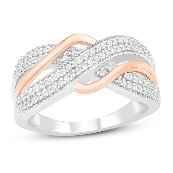 Diamond Ring 1/3 ct tw Round-cut Sterling Silver & 10K Rose Gold