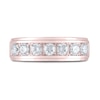 Thumbnail Image 3 of Men's THE LEO Diamond Wedding Band 1 ct tw Round-cut 14K Rose Gold