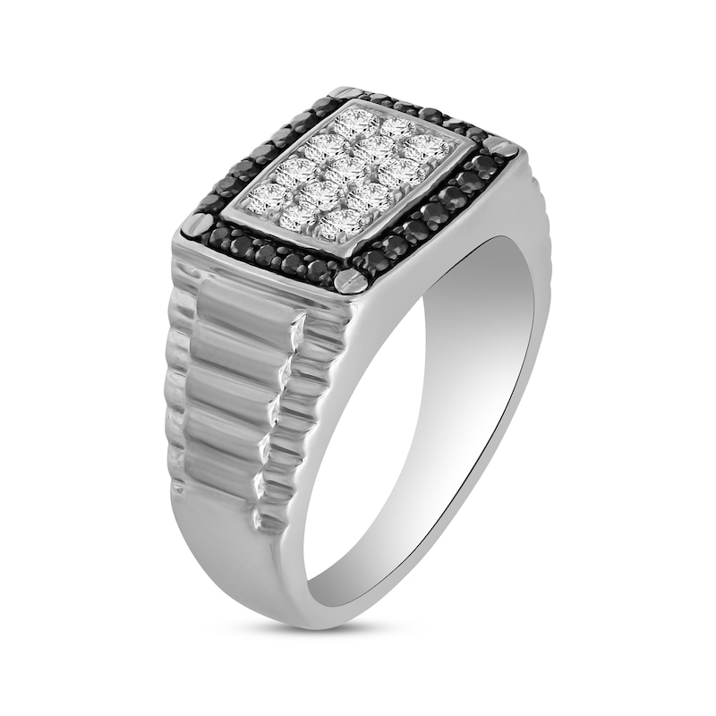 Main Image 2 of Men's Black & White Diamond Ring 1 ct tw 10K White Gold