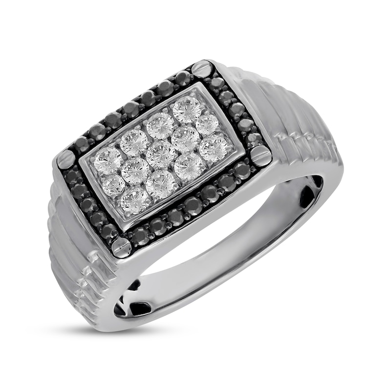 Main Image 3 of Men's Black & White Diamond Ring 1 ct tw 10K White Gold