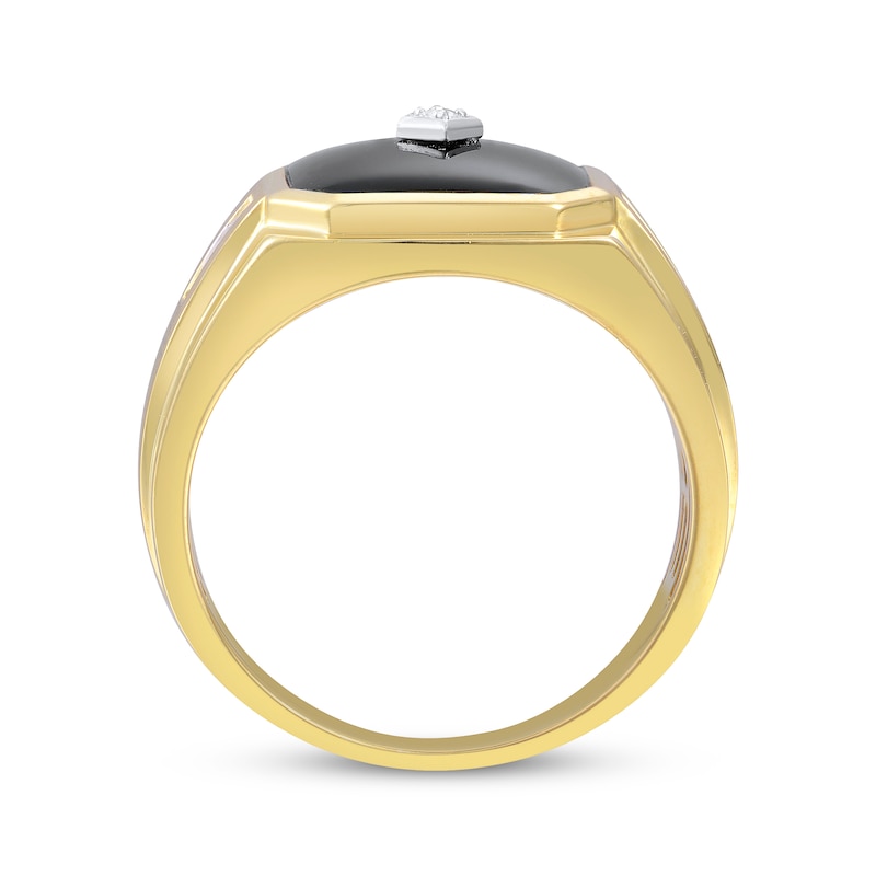 Kay Outlet Men's Black Onyx & Diamond Ring 1/10 ct tw 10K Yellow Gold