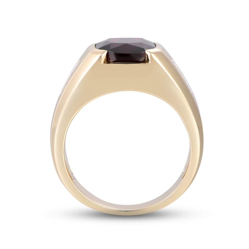 Main Image 3 of Men's Garnet & Diamond Ring 10K Yellow Gold