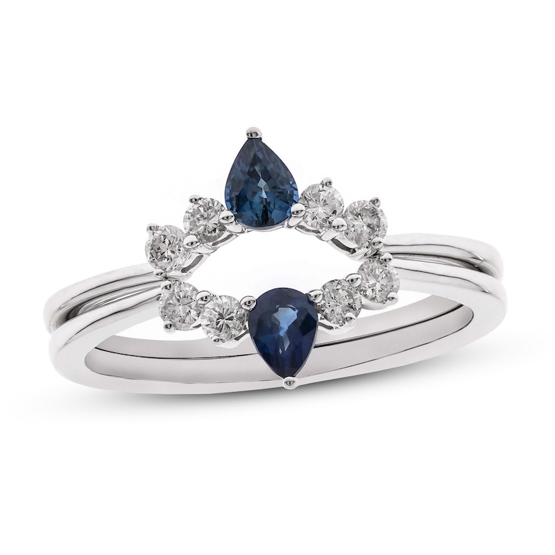 Blue Sapphire Enhancer Band 1/3 ct tw Diamonds 14K White Gold | Kay Outlet