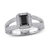 Thumbnail Image 0 of Black Diamond Engagement Ring 7/8 ct tw Emerald & Round 10K White Gold