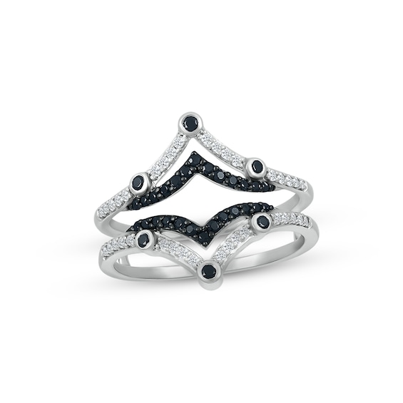 Black & White Diamond Enhancer Ring /4 ct tw Round-cut 10K White Gold