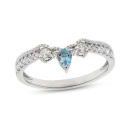 Aquamarine & Diamond Enhancer Ring 1/5 ct tw Round-cut 14K White Gold