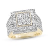 Thumbnail Image 0 of Men's Diamond Double-Square Ring 2-1/2 ct tw Round-cut 10K Yellow Gold