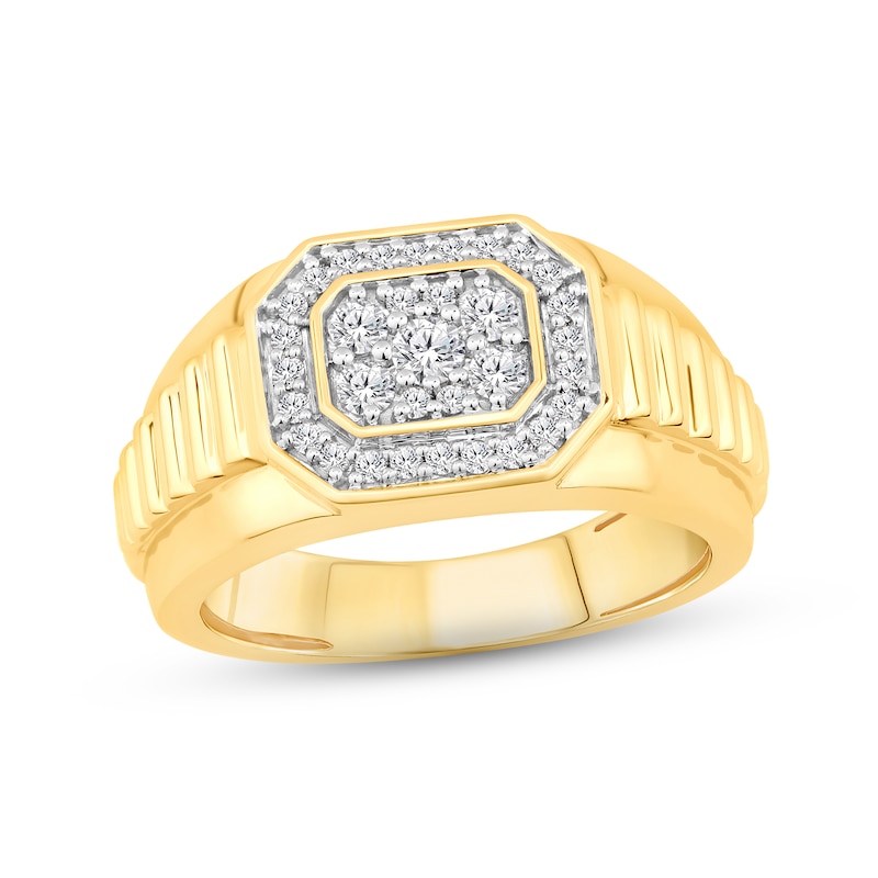 Main Image 1 of Men’s Diamond Wedding Band 1/2 ct tw Round-cut 10K Yellow Gold