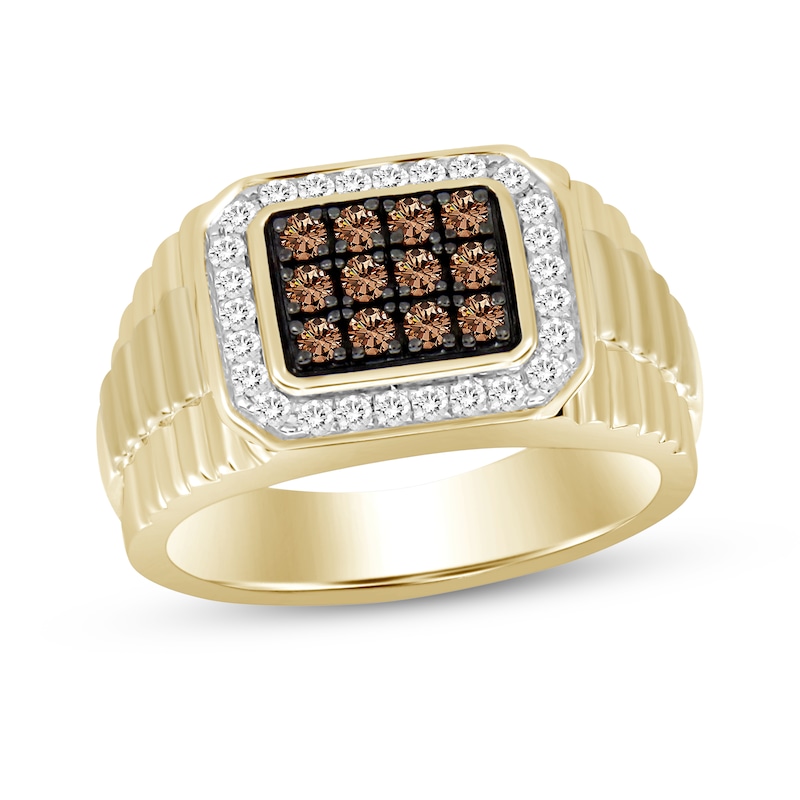 Main Image 1 of Men's Diamond Ring 1/2 ct tw Round-cut 10K Yellow Gold