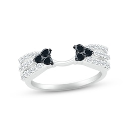 Black & White Diamond Enhancer Ring 1/2 ct tw Round-cut 10K White Gold