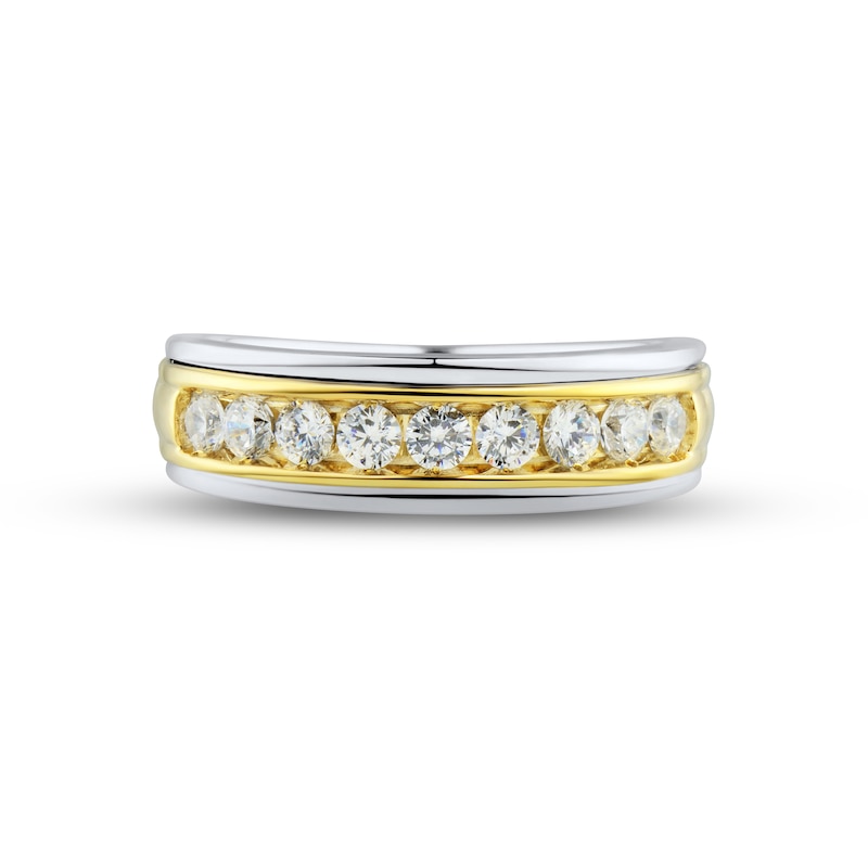 Main Image 3 of Men's Diamond Wedding Band 3/4 ct tw Round-cut 10K Two-Tone Gold