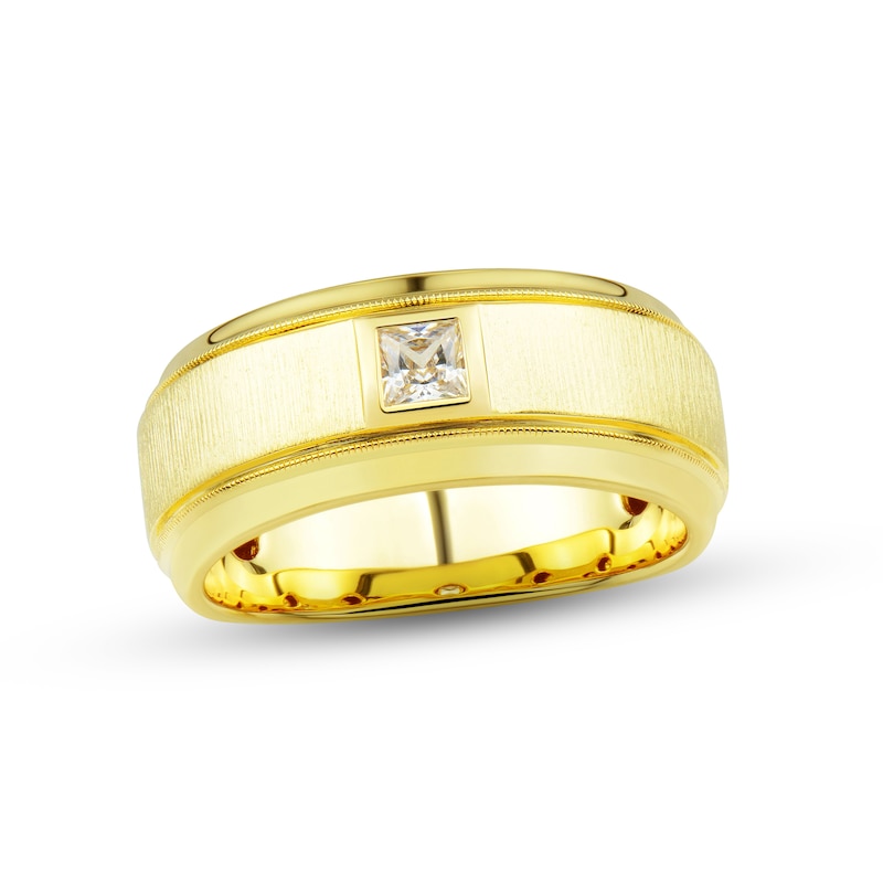 Main Image 1 of Men's Diamond Wedding Band 1/3 ct tw Square-cut 10K Yellow Gold