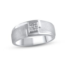 Men's Diamond Wedding Band 1/5 ct tw Square-cut 10K White Gold