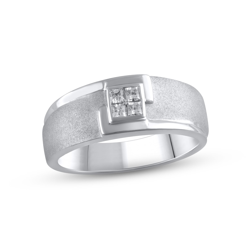 Main Image 1 of Men's Diamond Wedding Band 1/5 ct tw Square-cut 10K White Gold