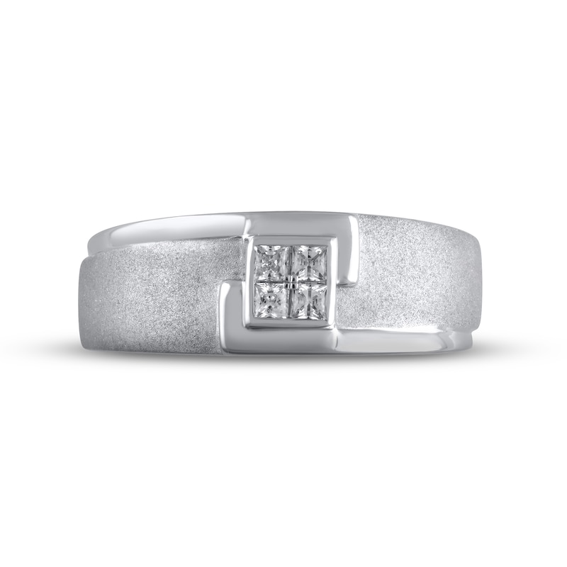 Main Image 3 of Men's Diamond Wedding Band 1/5 ct tw Square-cut 10K White Gold