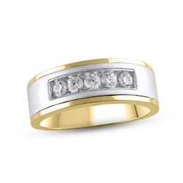 Men's Diamond Wedding Band 1/2 ct tw Round-Cut 14K Two-Tone Gold