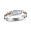 Thumbnail Image 1 of Men's White & Brown Diamond Wedding Band 3/8 ct tw Round-cut 10K White Gold