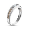 Thumbnail Image 2 of Men's White & Brown Diamond Wedding Band 3/8 ct tw Round-cut 10K White Gold