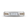 Thumbnail Image 3 of Men's White & Brown Diamond Wedding Band 3/8 ct tw Round-cut 10K White Gold