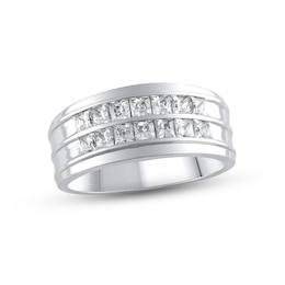 Men's Diamond Wedding Band 1-1/4 ct tw Square-cut 10K White Gold