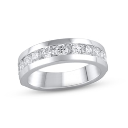 Men's Diamond Wedding Band 1-1/2 ct tw Round-cut 14K White Gold